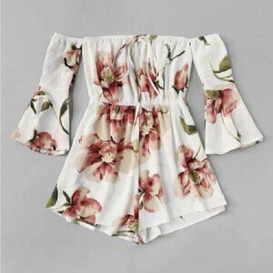 ROMWE Off the Shoulder Floral Romper
